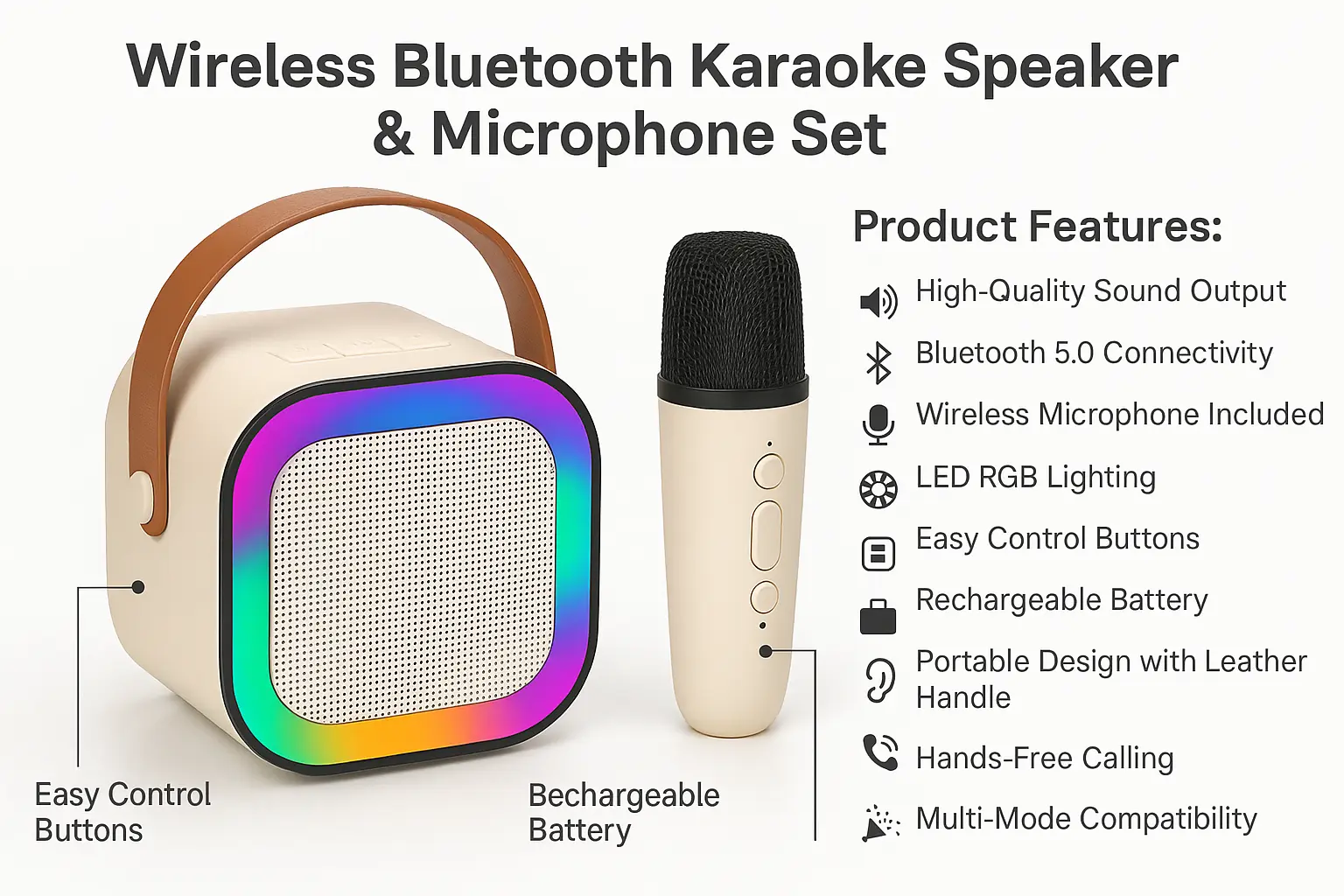 Wireless Bluetooth Karoke Speaker with microphone - Image 4